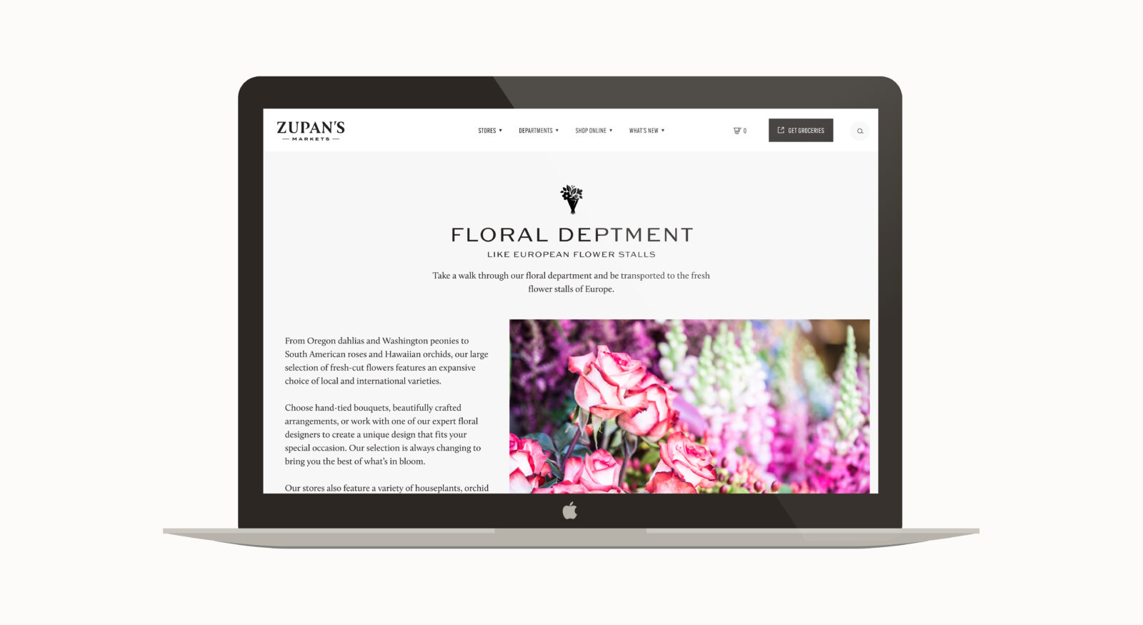Zupan's 2021 Floral dept landing page