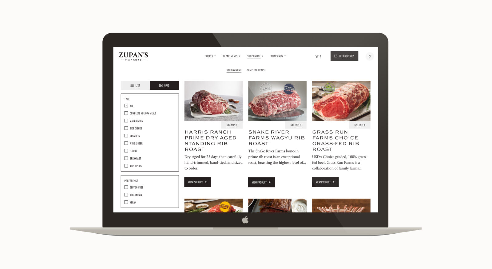 Zupans market holiday menu example on a laptop