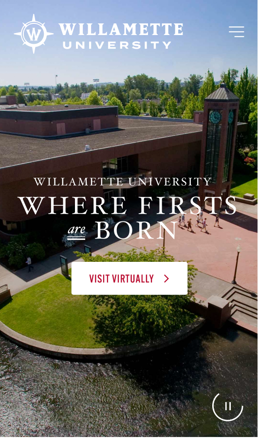 willamette university homepage on mobile