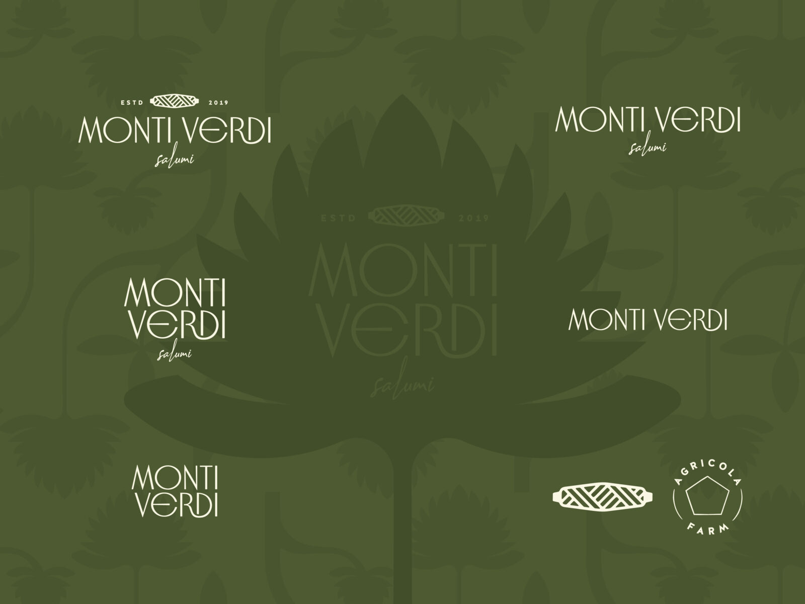 Monti verdi logos showcased in different variations