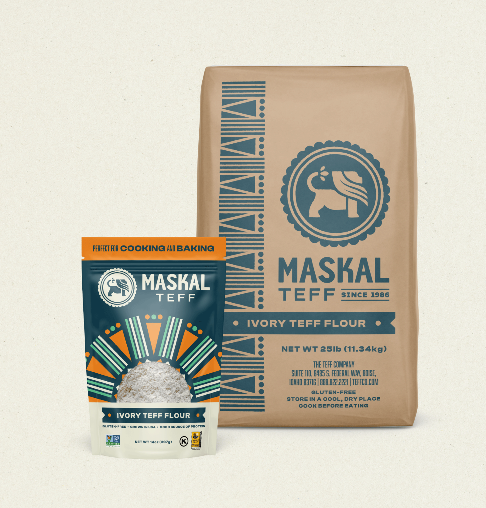 teff pouch next to a wholesale bag