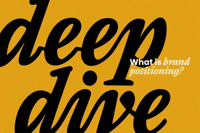 Deep dive blog cover photo for brand positioning with an orange background